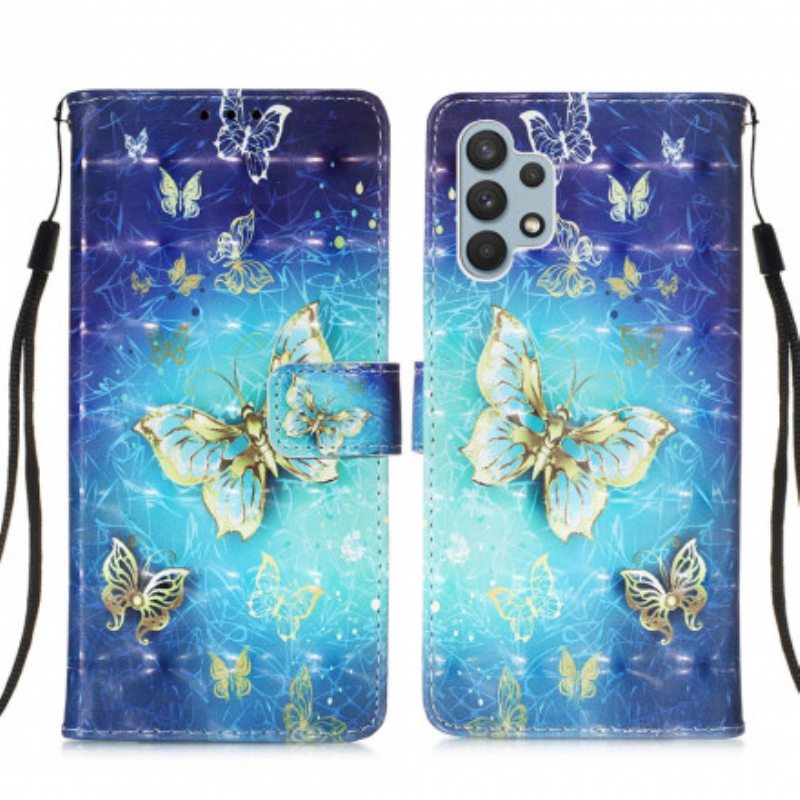 Flip Case Samsung Galaxy A32 Golden Butterflies Kaulanauha