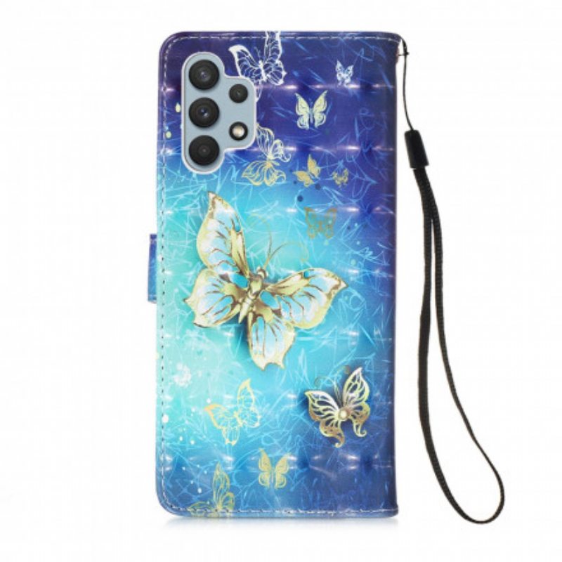 Flip Case Samsung Galaxy A32 Golden Butterflies Kaulanauha