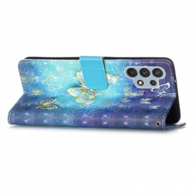 Flip Case Samsung Galaxy A32 Golden Butterflies Kaulanauha