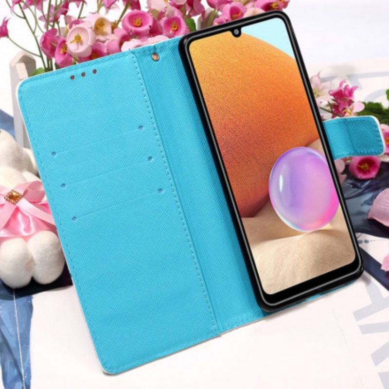 Flip Case Samsung Galaxy A32 Golden Butterflies Kaulanauha