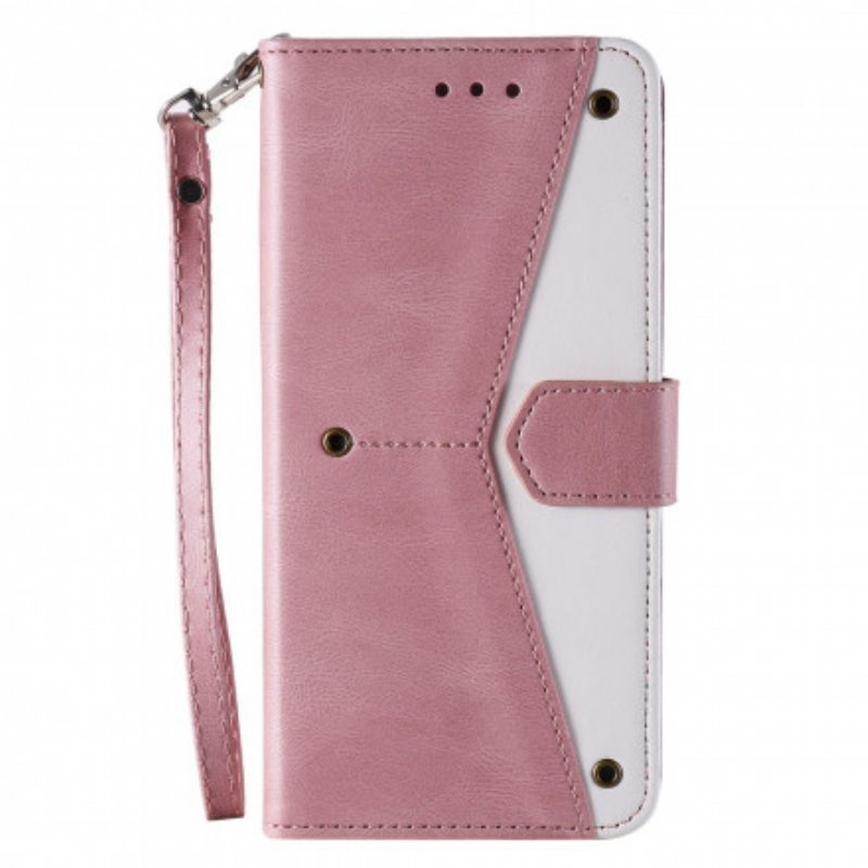 Flip Case Samsung Galaxy A32 Kaksiväriset Keinonahkaiset Niitit