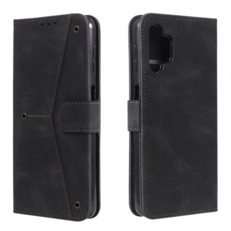 Flip Case Samsung Galaxy A32 Kaksiväriset Keinonahkaiset Niitit