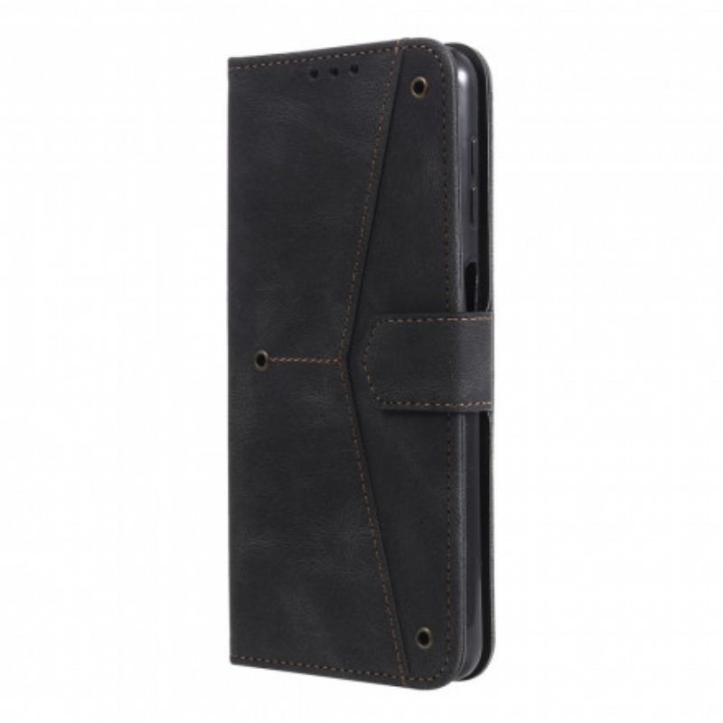 Flip Case Samsung Galaxy A32 Kaksiväriset Keinonahkaiset Niitit