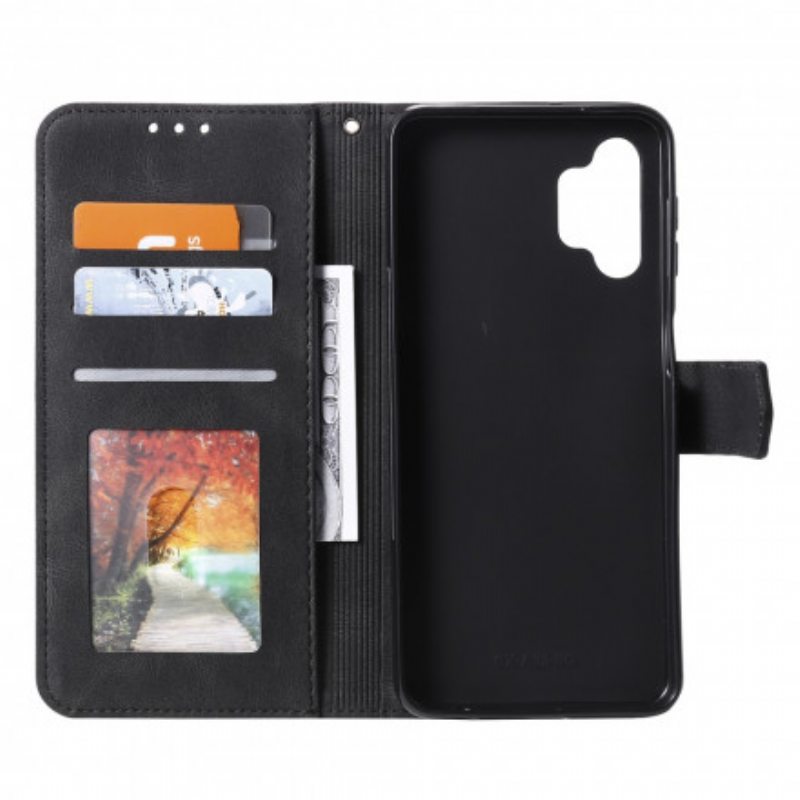 Flip Case Samsung Galaxy A32 Kaksiväriset Keinonahkaiset Niitit
