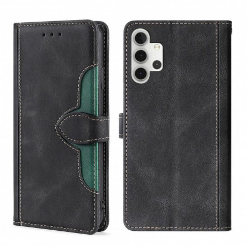 Flip Case Samsung Galaxy A32 Keinonahka Bicolor Tyylikäs