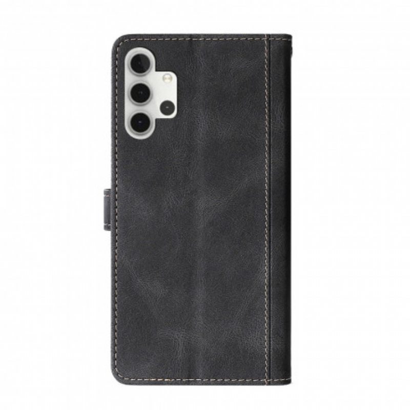 Flip Case Samsung Galaxy A32 Keinonahka Bicolor Tyylikäs