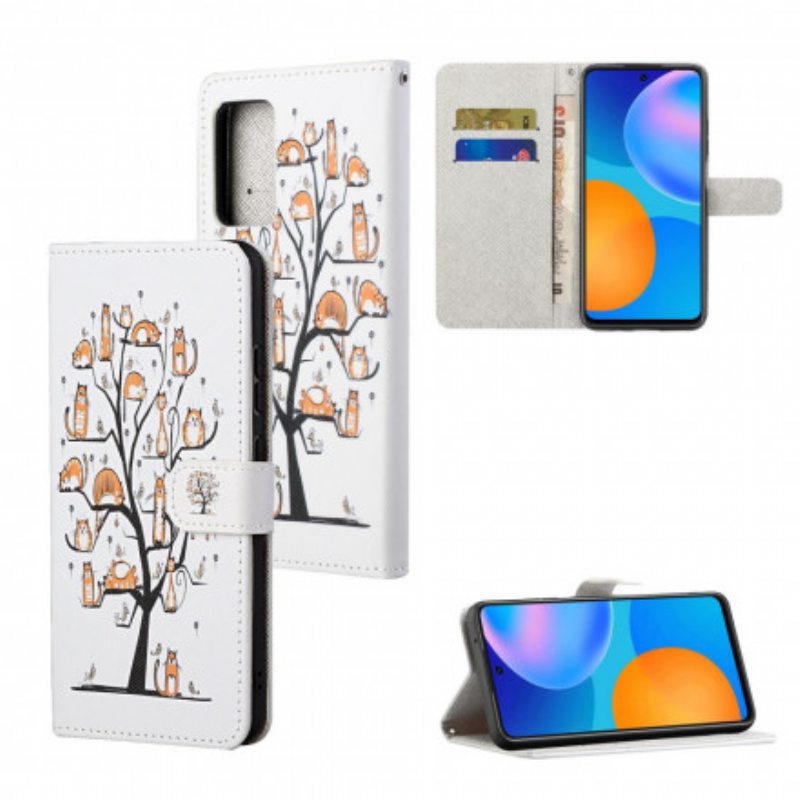 Flip Case Samsung Galaxy A32 Suojaketju Kuori Funky Cats Hihnalla