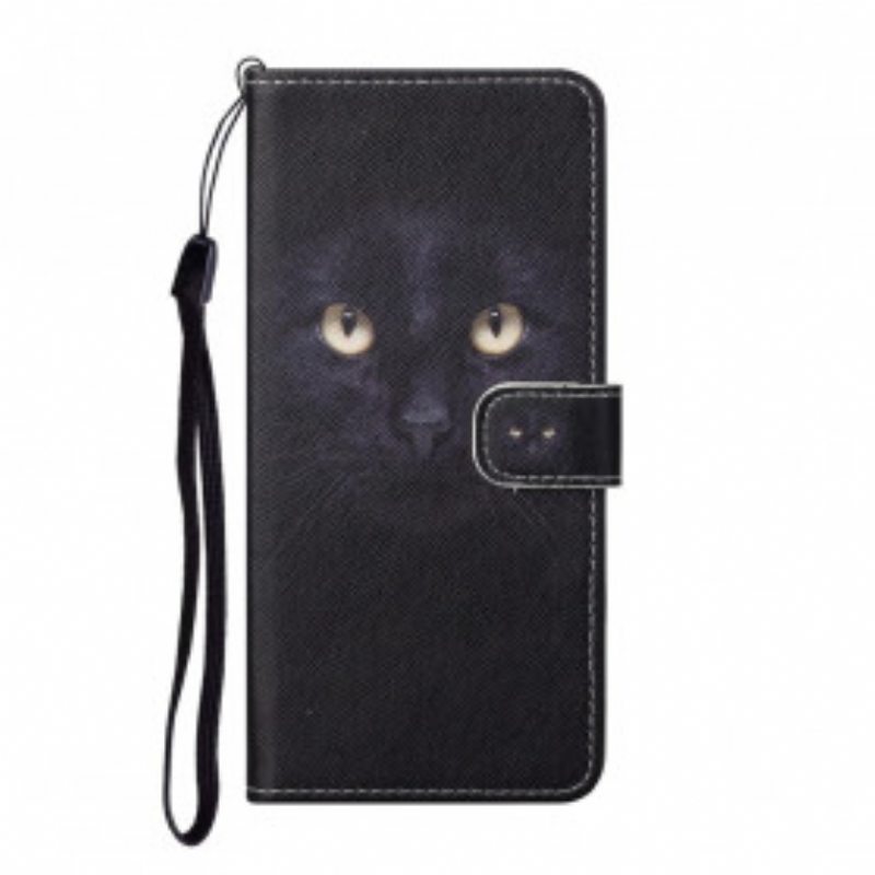 Flip Case Samsung Galaxy A32 Suojaketju Kuori Strappy Black Cat Eyes