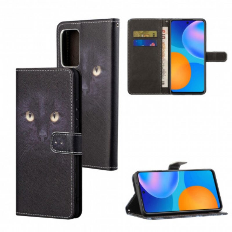 Flip Case Samsung Galaxy A32 Suojaketju Kuori Strappy Black Cat Eyes