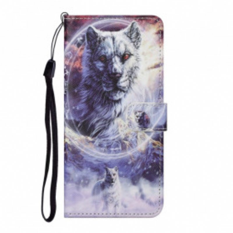 Flip Case Samsung Galaxy A32 Susi Talvella Kaulanauhan Kanssa