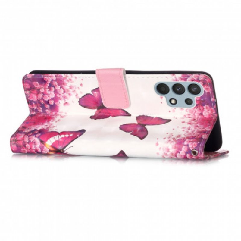 Kotelot Samsung Galaxy A32 Punaiset Perhoset