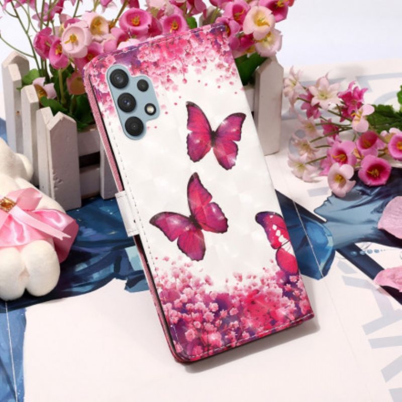 Kotelot Samsung Galaxy A32 Punaiset Perhoset