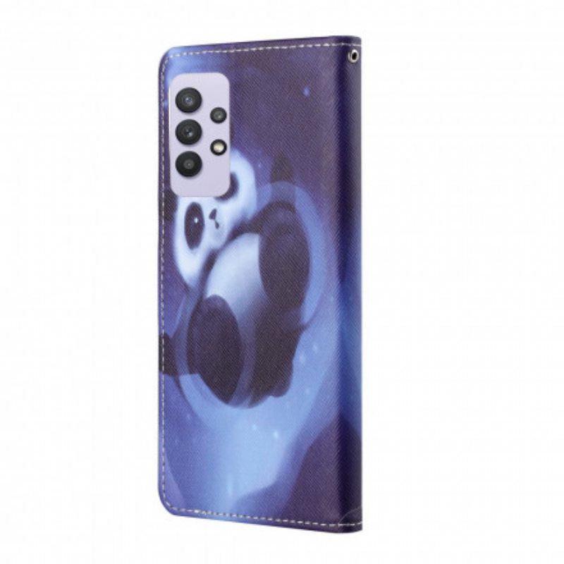 Kotelot Samsung Galaxy A32 Suojaketju Kuori Panda Space Kaulanauhalla