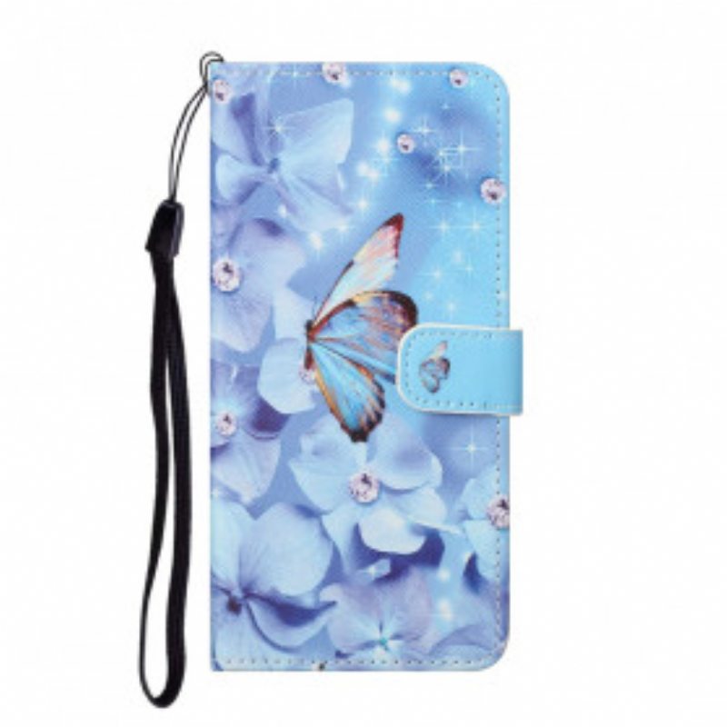 Kotelot Samsung Galaxy A32 Suojaketju Kuori Strappy Diamond Perhoset