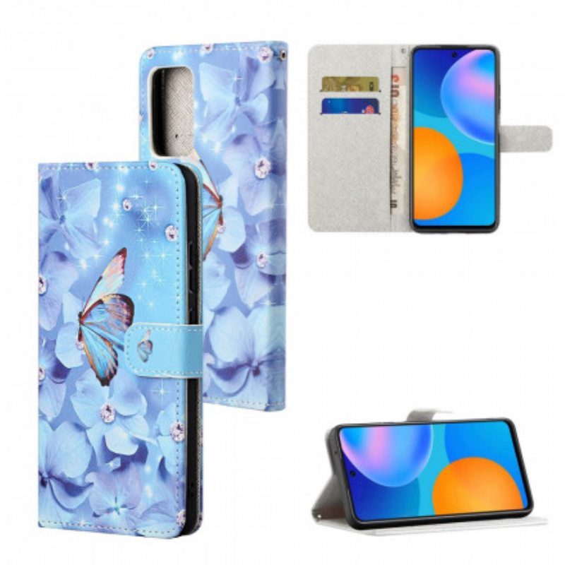 Kotelot Samsung Galaxy A32 Suojaketju Kuori Strappy Diamond Perhoset
