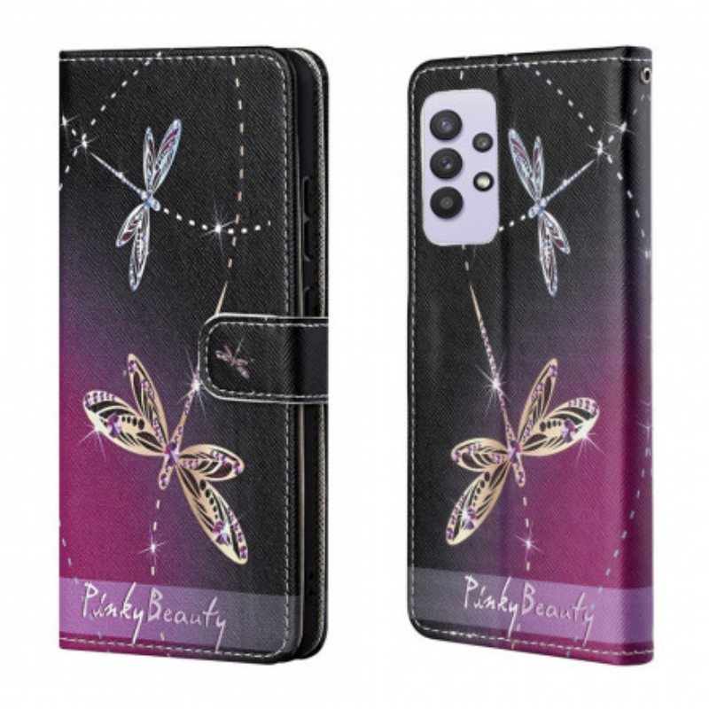 Kotelot Samsung Galaxy A32 Suojaketju Kuori Strappy Dragonflies