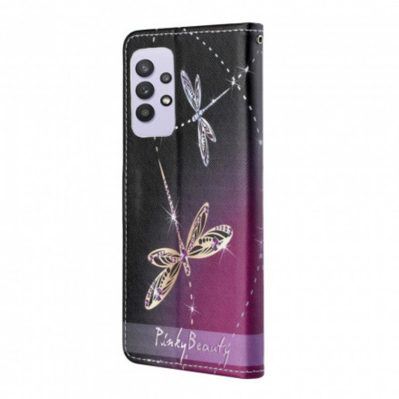 Kotelot Samsung Galaxy A32 Suojaketju Kuori Strappy Dragonflies