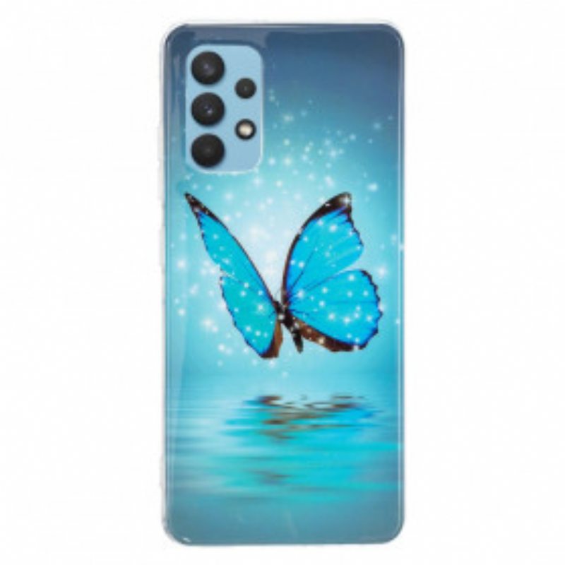 Kuori Samsung Galaxy A32 Fluoresoiva Sininen Perhonen