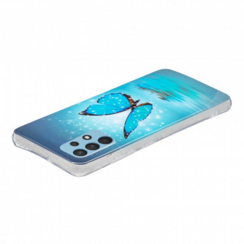 Kuori Samsung Galaxy A32 Fluoresoiva Sininen Perhonen