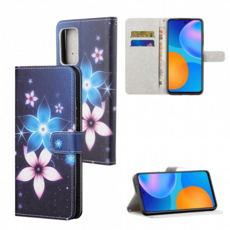 Nahkakotelo Samsung Galaxy A32 Suojaketju Kuori Kuun Hihnan Kukat
