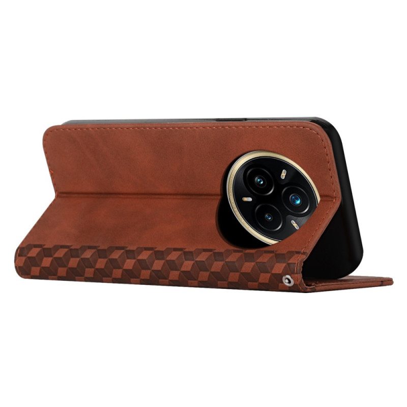 Nahkakotelo Realme 14 Pro Plus 5g Mokkanahkaefekti-timantit