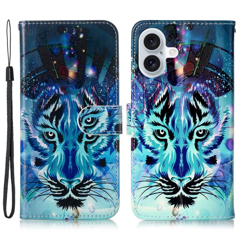 Kuoret iPhone 16 Susikuvio Hihnalla