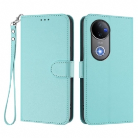 Kotelot Vivo V50e 5g Yksivärinen Keinonahka Nauhalla Suojakuori