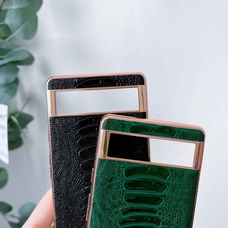 Kuori Google Pixel 7 Aitoa Nahkaa Strutsityyliä