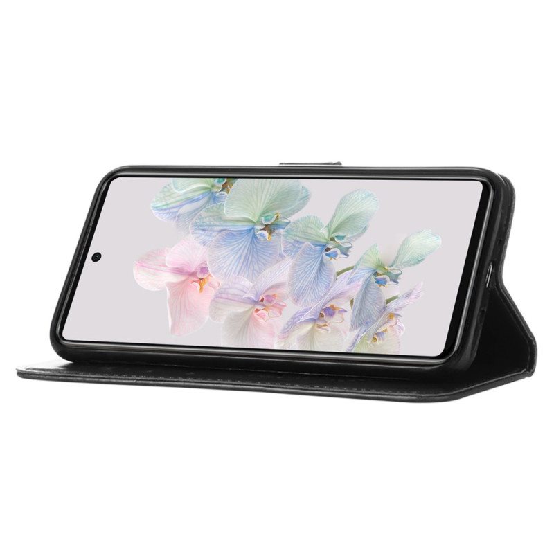 Nahkakotelo Google Pixel 7 Butterfly Design Kaulanauhalla