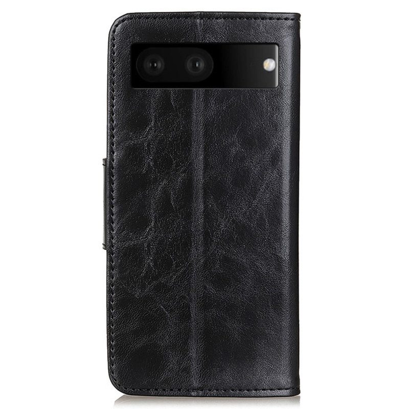 Nahkakotelo Google Pixel 7 Halkaistu Nahkainen Käännettävä Lukko
