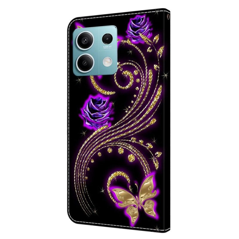 Kotelot Xiaomi Redmi Note 13 5g Violetit Kukat Ja Perhoset