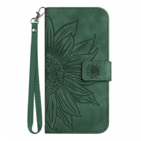 Nahkakotelo Realme C75 Auringonkukkakuvioinen Hihna