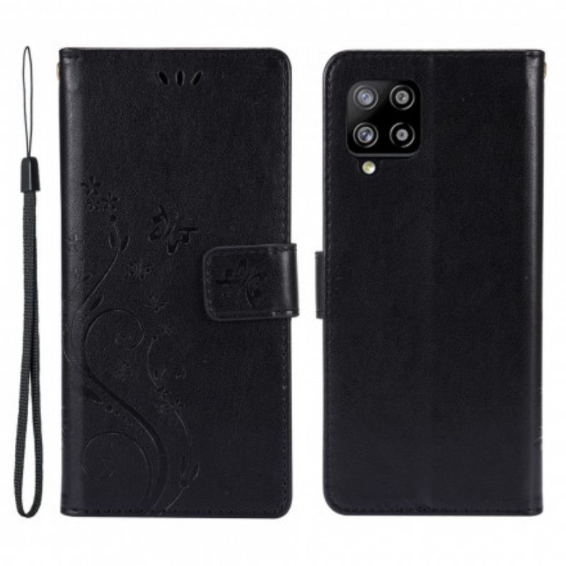 Nahkakotelo Samsung Galaxy A42 5G Perhosia Tuulessa