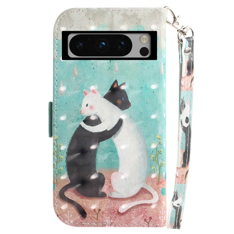 Kotelot Google Pixel 8 Pro Puhelinkuoret Musta Kissa Valkoinen Kissa Hihnalla