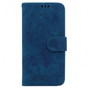 Nahkakotelo Xiaomi 13 Pro Suojaketju Kuori Strappy Ruusut Ja Perhoset