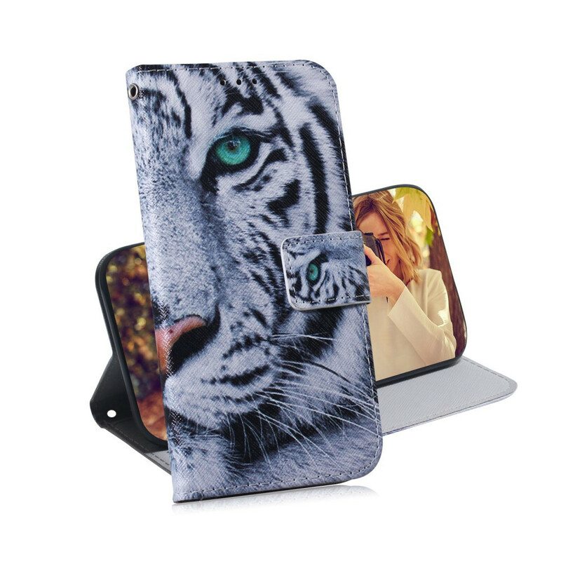 Flip Case Samsung Galaxy A21s Tiikerin Kasvot