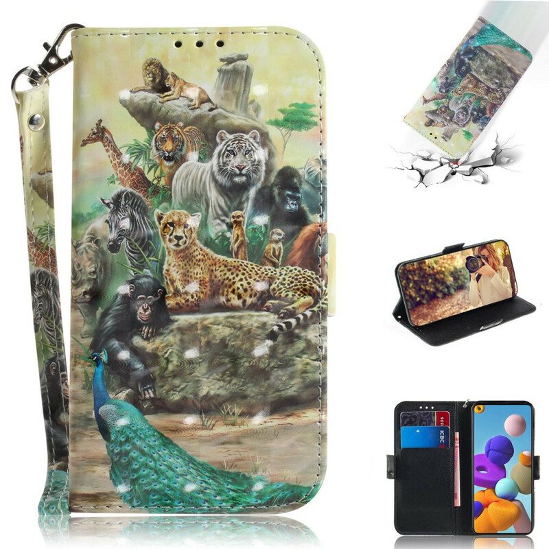 Kotelot Samsung Galaxy A21s Suojaketju Kuori Thong Safari Animals