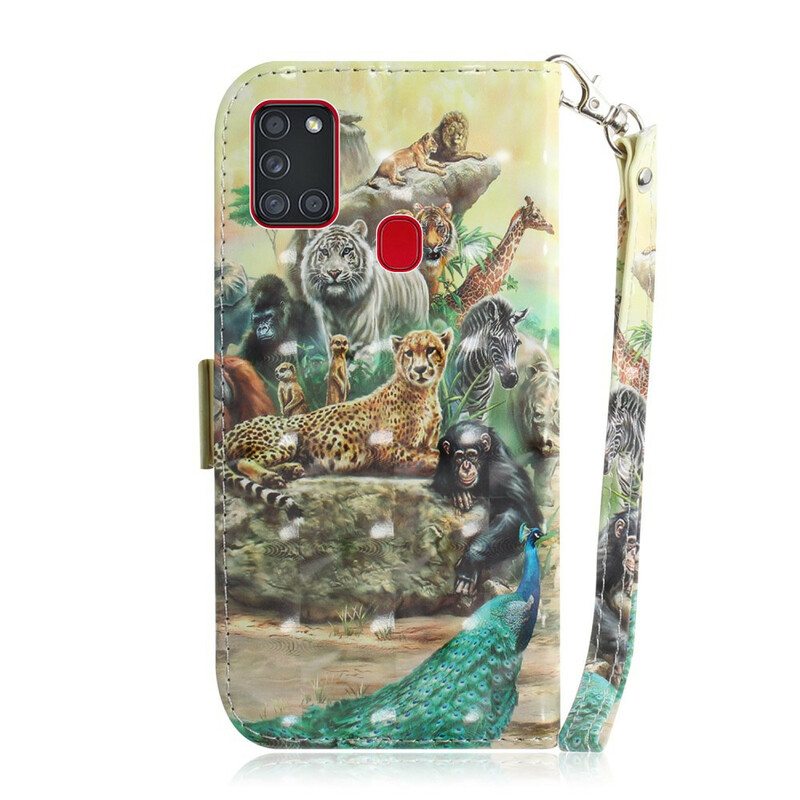 Kotelot Samsung Galaxy A21s Suojaketju Kuori Thong Safari Animals