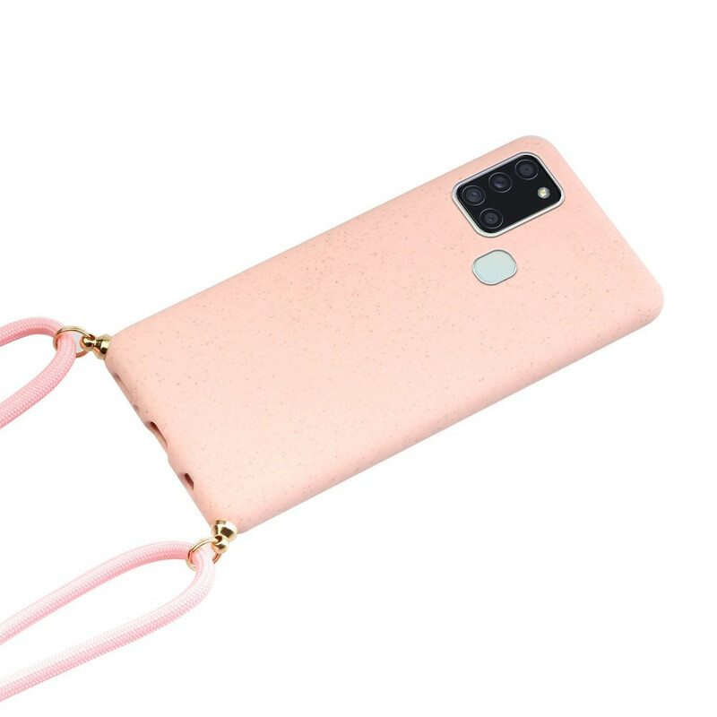 Kuori Samsung Galaxy A21s Silikoni Värillisellä Johdolla