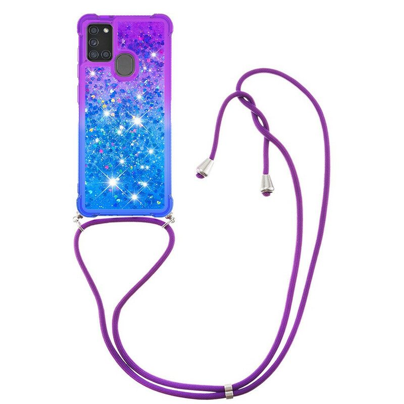 Kuori Samsung Galaxy A21s Silikonipaljetteja Ja Johto