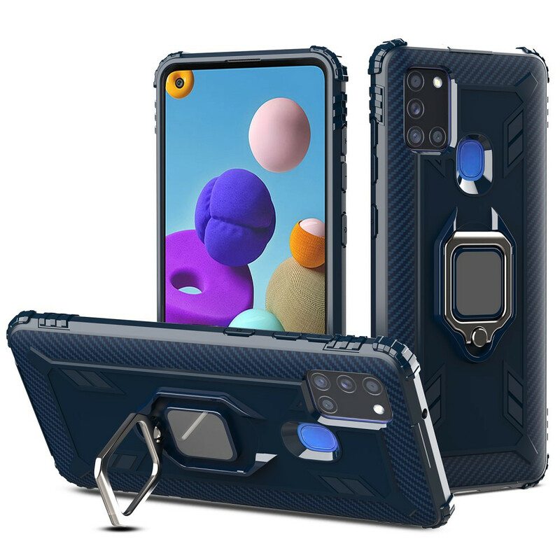 Kuori Samsung Galaxy A21s Sormus Ja Hiilikuitu