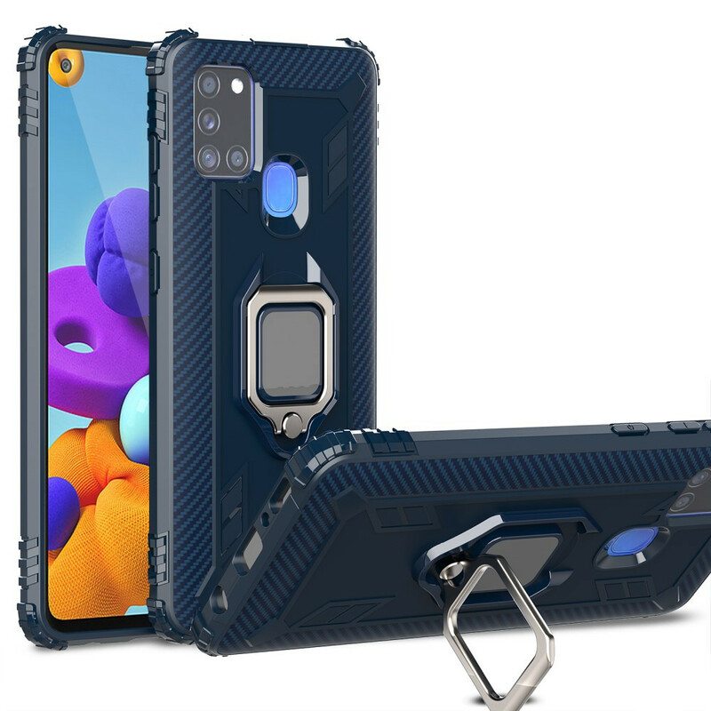 Kuori Samsung Galaxy A21s Sormus Ja Hiilikuitu
