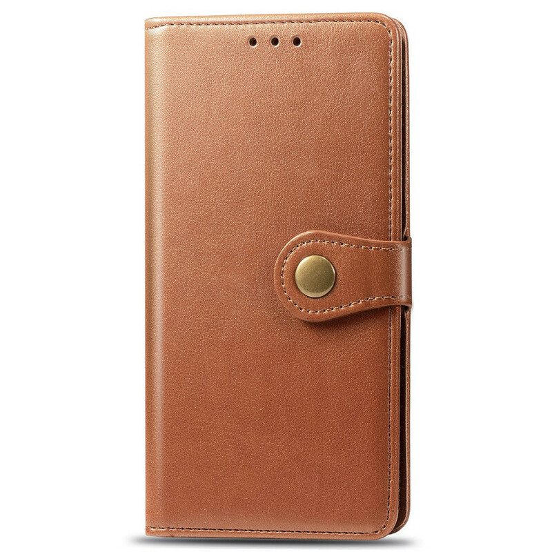 Nahkakotelo Samsung Galaxy A21s Keinonahkaa Ja Vintage-lukko