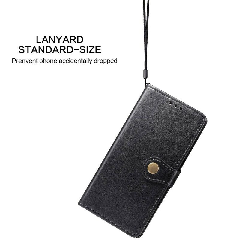 Nahkakotelo Samsung Galaxy A21s Keinonahkaa Ja Vintage-lukko