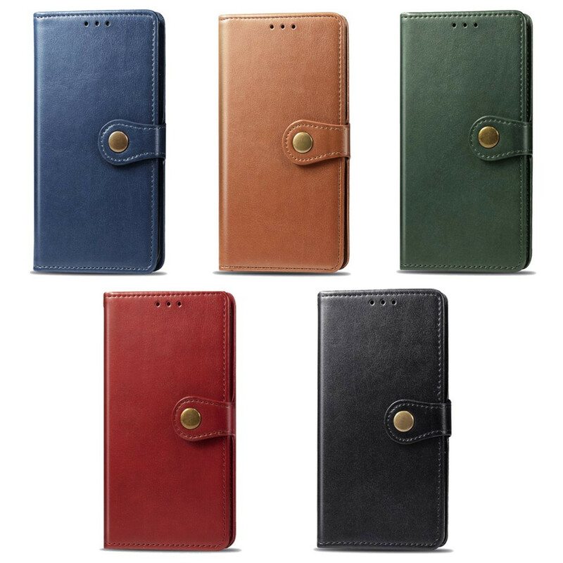Nahkakotelo Samsung Galaxy A21s Keinonahkaa Ja Vintage-lukko