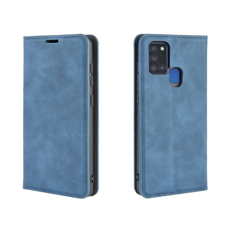 Puhelinkuoret Samsung Galaxy A21s Kotelot Flip Pehmeä Nahkaefekti