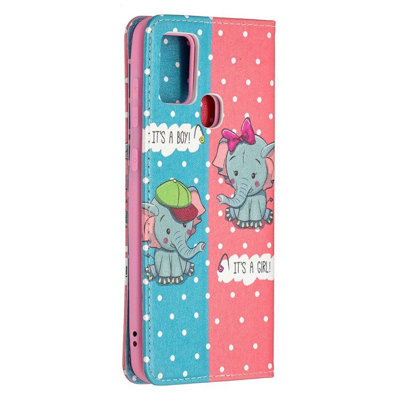 Puhelinkuoret Samsung Galaxy A21s Kotelot Flip Vauvat Norsut