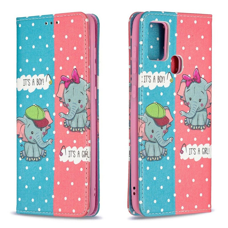 Puhelinkuoret Samsung Galaxy A21s Kotelot Flip Vauvat Norsut