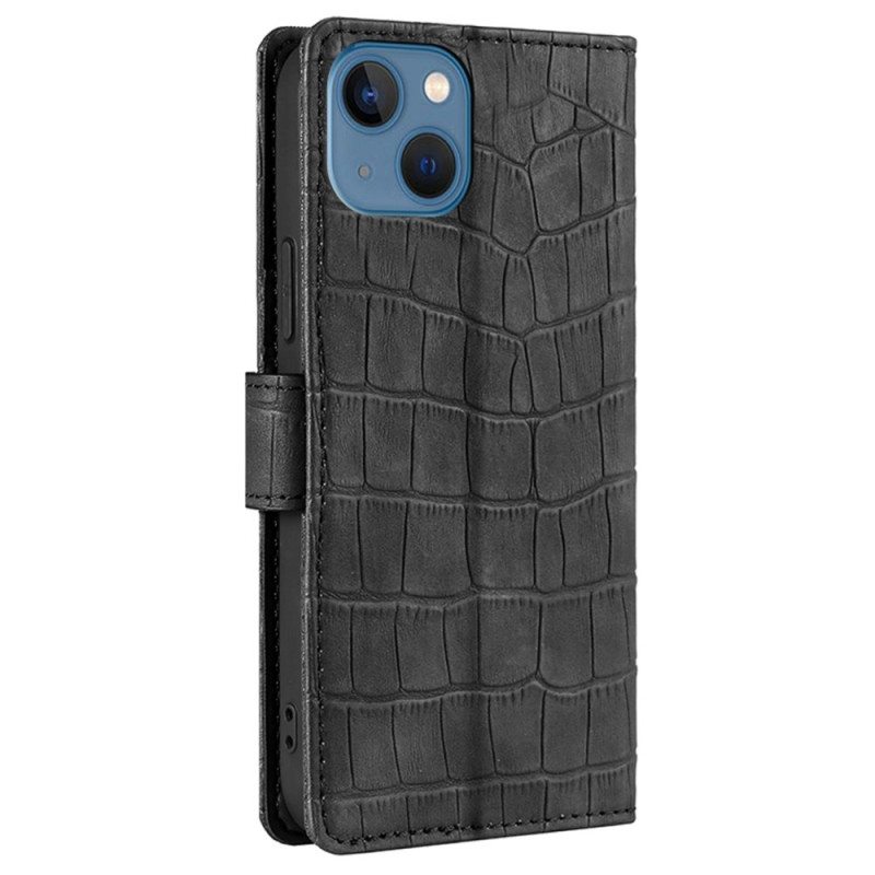 Nahkakotelo iPhone 14 Plus Krokotiilin Ihotyyli