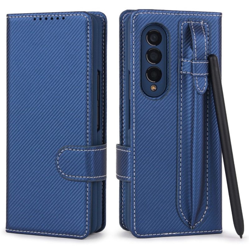 Case Nahkakotelo Samsung Galaxy Z Fold 3 5G Irrotettava Kynäpidike